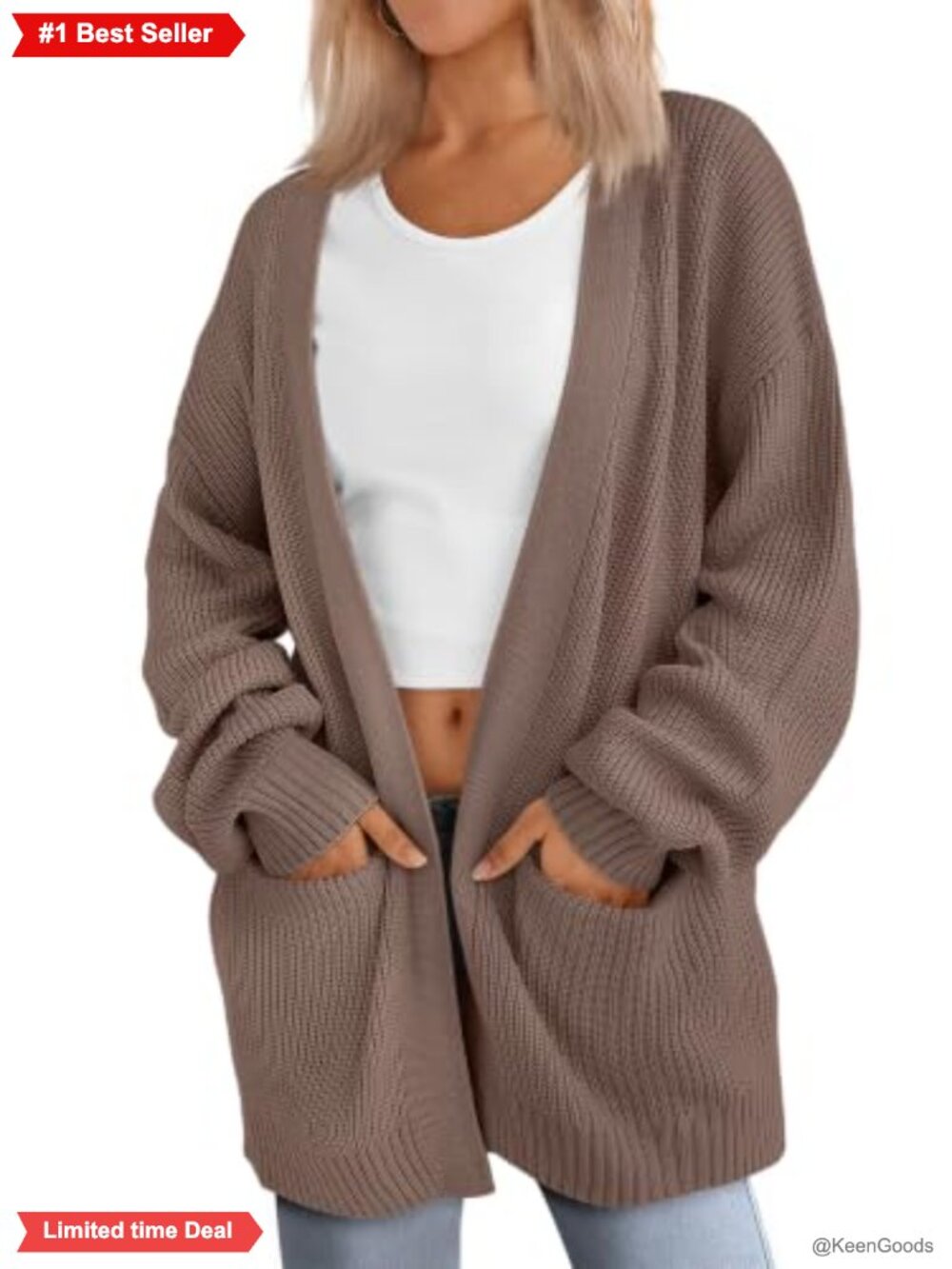 Oversized Soft Knit Cardigan Sweater with Pockets Long Sleeve
